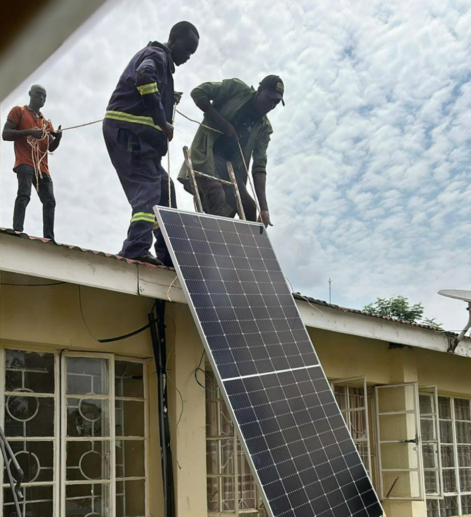 Installing solar panels at Rongo University
