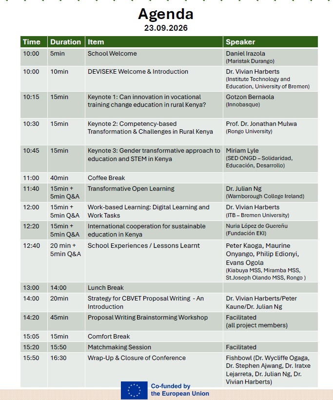 Devise4Kenya Final Conference Agenda